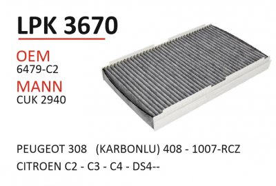 LPK 3670 OEM 6479-C2 MANN CUK 2940