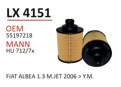 LX 5141 OEM 5650367 MANN HU 712/7x