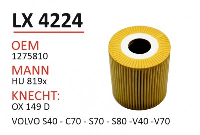 LX 4224 OEM 1275810 MANN HU 819X